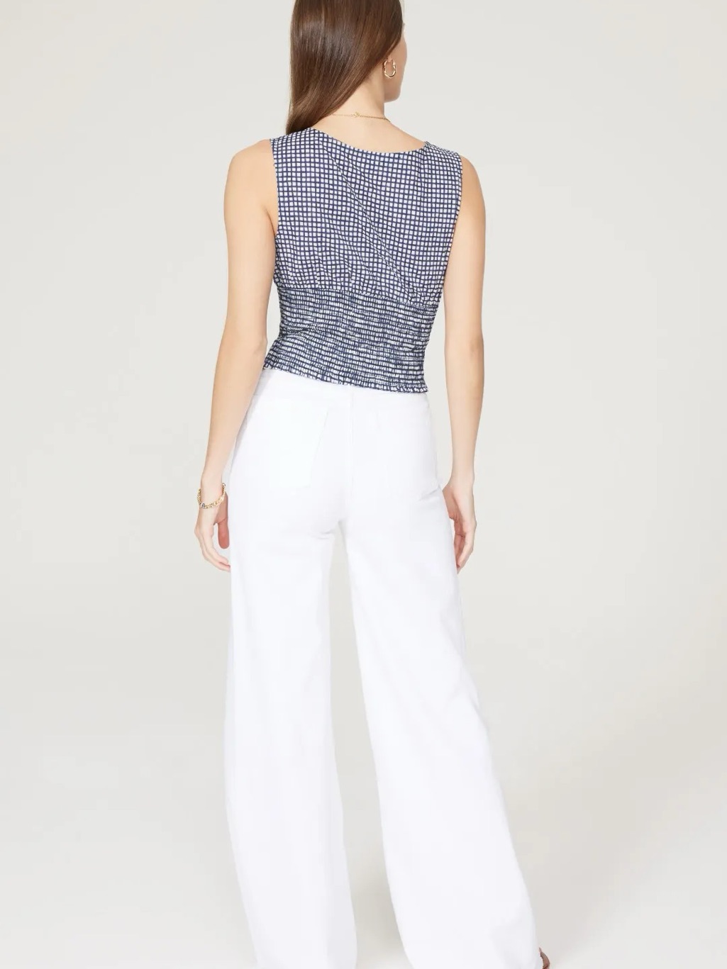 Ciao Lucia Navy And White Printed V-Neck Sleeveless Crop Top — image 7 of 8
